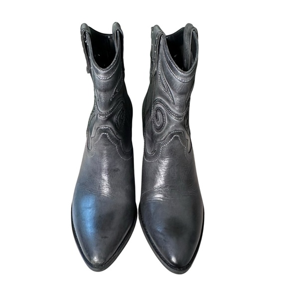 Carlos Santana Austin Gray Leather Cowgirl Ankle Boots Booties Size 7 - Picture 5 of 13